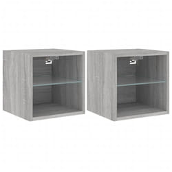 Mobile tv a parete scaffale multimediale credenza tv sala da pranzo soggiorno camera da letto e luci a led 2 pezzi Sonoma 30 x 28,5 x 30 cm grigio