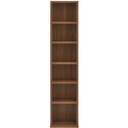 Scaffale per cd Torre per cd/dvd Portaoggetti 6 superfici di appoggio 90 x 20 x 20 cm mdf melaminico effetto noce