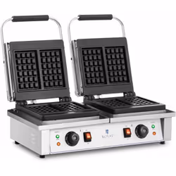 Offri deliziosi waffle dall'allettante profumo in stile belga con questa doppia macchina per waffle professionale Prepara waf ...