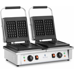 Helloshop26 - Macchina per waffle tradizionale belga doppia rettangolare (dimensioni piastra: 170 x 100 mm, potenza: 2 x 2.000 w, 4 waffle per
