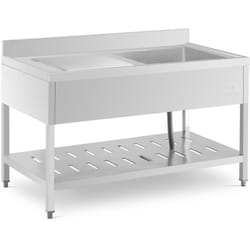 Lavello professionale in acciaio inox lavello professionale (dimensioni: 140 x 70 cm, vasca: 510x520x245 mm, acciaio inox)