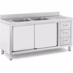 Lavello professionale ultra profondo con armadietto e alzatina Il lavello in acciaio inox su mobile è la soluzione ideale per ...