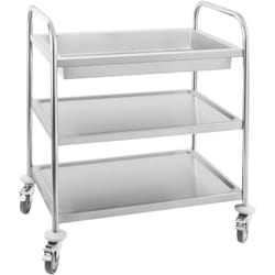 Carrello lavastoviglie in acciaio inox 2 vassoi e 1 bidone tubi tondi max 500 kg