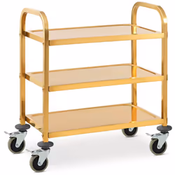 Robusto carrello di servizio in acciaio inox con 3 vassoi Il carrello di servizio ha 3 robusti vassoi. Grazie alla sua robust ...