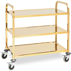 Helloshop26 - Carrello di servizio su ruote in acciaio inox per servire piatti cucina ristorante mensa catering (240 kg max., 3 vassoi da 89,5 x 49,5
