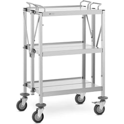 Carrello di servizio 3 ripiani (2x) 50 x 83 / 40 x 58 cm 90 kg pieghevole acciaio inox