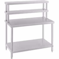 Tavolo da lavoro in acciaio inox con ripiani superiori - 120 x 70 cm In una cucina professionale, hai bisogno di spazio suffi ...