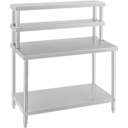 Set tavolo in acciaio inox con ripiano estraibile professionale 120 x 70 cm