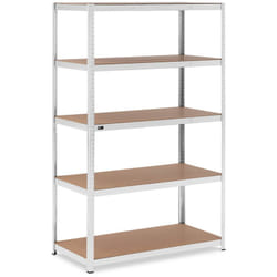 Scaffale per carichi pesanti 120 x 60 x 197 cm supporta 5 x 150 kg grigio robusto garage officina attrezzi