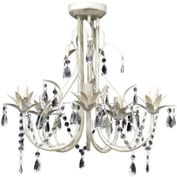 Lampadario a sospensione a soffitto in cristallo antico 42,5 cm bianco