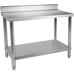 Tavolo da lavoro professionale da cucina in acciaio inox 100 x 60 cm portata 90 kg con alzatina