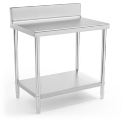 Helloshop26 - Tavolo da lavoro professionale da cucina in acciaio inox 90 x 60 cm con bordo, portata 210 kg