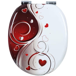 Helloshop26 - Robusto sedile wc in legno con cerniera a chiusura rallentata per bagno bianco e rosso