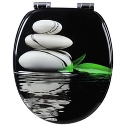 Helloshop26 - Sedile wc in mdf con decoro ciottoli grigio nero soft-close