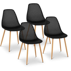 Set di 4 sedie per soggiorno, sala da pranzo, ristoranti, bar, uffici e sale d'attesa 150 kg altezza massima 46 cm plastica e acciaio nero 40006002