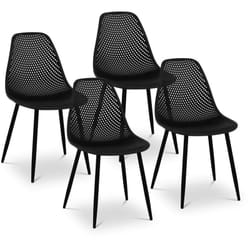 Set di 4 sedie per soggiorno, sala da pranzo, ristoranti, bar, uffici e sale d'attesa, portata max 150 kg, nere
