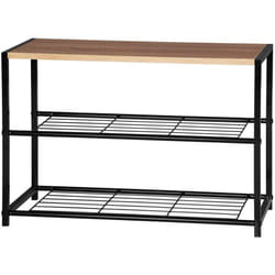 Scarpiera in legno panche per scarpe in metallo per corridoio 63 cm nero