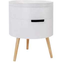 Helloshop26 - Tavolino da comodino rotondo di design con spazio bianco per riporre oggetti