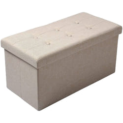 Helloshop26 - Sgabello in lino con vano portaoggetti beige