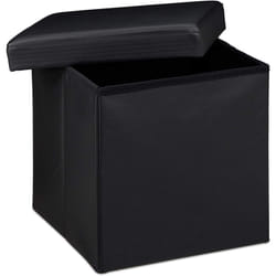 Sgabello ottomano panca pieghevole contenitore stabile sintetico 38 cm nero