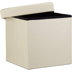 Helloshop26 - Sgabello ottomano panca pieghevole mobile contenitore stabile sintetico 38 cm beige