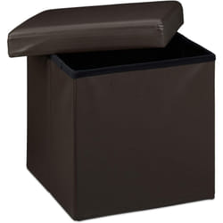 Helloshop26 - Sgabello ottomano panca pieghevole contenitore stabile sintetico 38 cm marrone