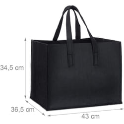 Helloshop26 - Cestino portalegna in feltro legno 2 manici pieghevoli portariviste 43 cm nero