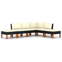 Mobili da giardino mobili da esterno Set di mobili da 6 pezzi con cuscini in resina intrecciata nera