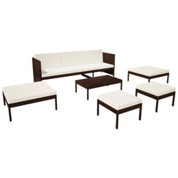 Mobili da giardino mobili da esterno Set di mobili da 6 pezzi con cuscini in resina intrecciata marrone