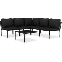 Mobili da giardino mobili da esterno Set di mobili da 6 pezzi con cuscini in pvc nero