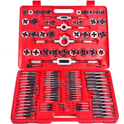 Helloshop26 - Set maschia e filiera 111 pezzi attrezzi garage officina fai da te rosso