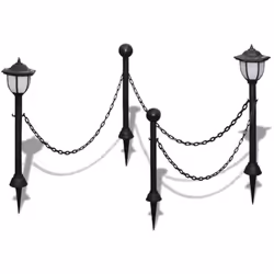 Questa barriera a catena è composta da 2 luci solari che convertono la luce solare in elettricità durante il giorno e si illu ...