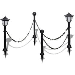 Helloshop26 - Barriera a catena 2 lampade solari e 2 pali luminosi decorativi