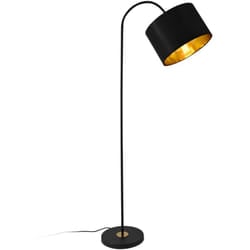 Lampada da terra con struttura in metallo e paralume in tessuto nero 173 cm