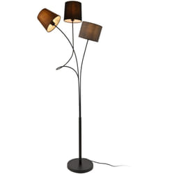 Lampada da terra lampada da terra con 3 portalampade in metallo e tessuto 146 cm 3 paralumi marrone nero grigio struttura nera