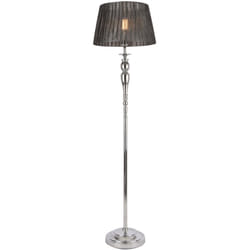 Helloshop26 - Lampada da terra lampada da terra in metallo e tessuto cromato e grigio