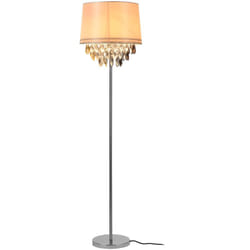 Helloshop26 - Lampada da terra lampada da terra in metallo cromato lucido tessuto 161 cm bianco
