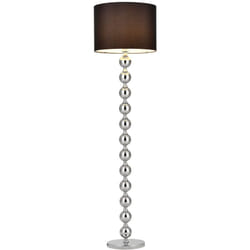 Helloshop26 - Piantana piantana in metallo tessuto cromo nero altezza 155 cm diametro del paralume 48 cm attacco 1 x E27