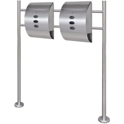 Cassetta postale doppia dal design contemporaneo in acciaio inox su gambe 120 cm