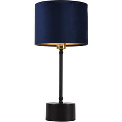 Helloshop26 - Lampada da tavolo lampada da scrivania in metallo flanella nero rame e blu E14 39 cm