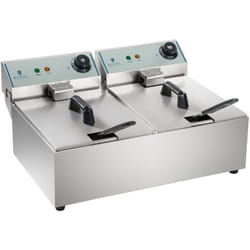 Friggitrice in acciaio inox 2 vasche da 10 litri professionale estraibile
