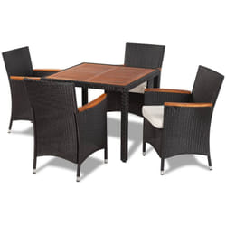 Helloshop26 - Mobili da giardino mobili da esterno Set di mobili da 5 pezzi con cuscini in resina intrecciata nera