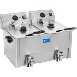 Friggitrice in acciaio inox 2 vasche da 13 litri, vasca estraibile con termostato professionale ego