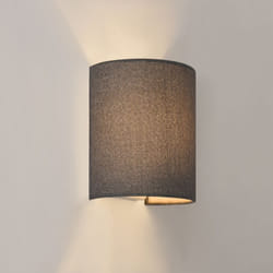 Lampada da parete semicerchio applique da interni e27 paralume lino 20 cm grigio