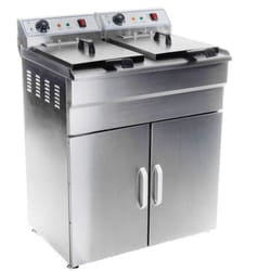 Friggitrice alta in acciaio inox 2 teglie da 16 litri vasca estraibile con timer professionale