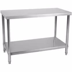 Materiale Acciaio inossidabile 304 2 piani Piano di lavoro rinforzato (piastra HDF da 20 mm) piedini regolabili 100% acciaio ...