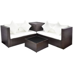 Mobili da giardino mobili da esterno Set di mobili da 4 pezzi con cuscini in resina intrecciata marrone