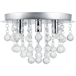 Helloshop26 - Plafoniera sospensione metallo e cristallo artistico cromo argento 3 x G9 diametro 28 cm