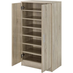 Scarpiera portascarpe con 2 ante e 7 ripiani 108 x 55 x 35 cm in mdf effetto rovere