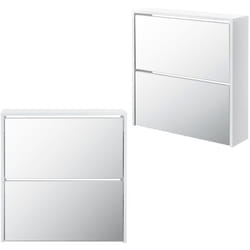 Scarpiera portascarpe per 6 paia di scarpe 2 superfici di appoggio in mdf a specchio 67 x 63 x 17 cm bianco